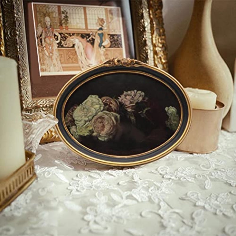 Vintage Oval Picture Frame 5x7 Antique Photo Frame Decorative Painting Table Top Display and Wall Hanging Home Decor, Ornate Photo Gallary Art, Black and Gold - Image 4