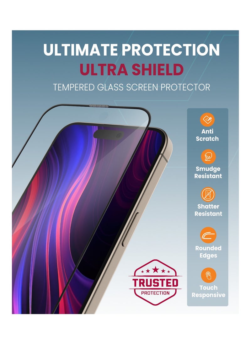 Moxedo Moxedo Ultra Shield Tempered Glass Screen Protector HD Clear 9H Hardness Full Coverage with Auto-Align Easy Applicator for iPhone 15 Pro Max 6.7 inch  - Image 3