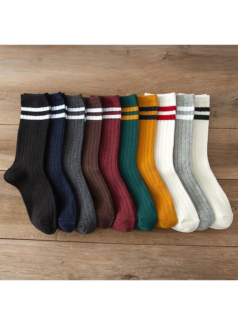 Sweet seven جوارب نسائية مخططة - 10 أزواج من الجوارب الطويلة العتيقة للموضة والرياضة - Image 1