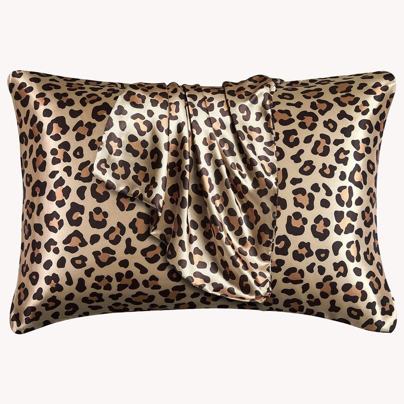 LCBD Satin Pillowcase للشعر والجلد الذهب النمر المطبوعة وسادة طباعة مجموعة من 2 كوين الحرير وسادة الساتان الأغطية للنساء مع إغلاق المغلف - Image 2