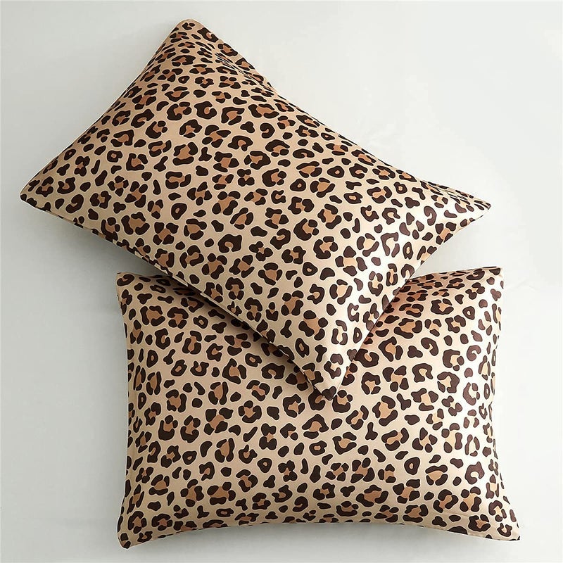 LCBD Satin Pillowcase للشعر والجلد الذهب النمر المطبوعة وسادة طباعة مجموعة من 2 كوين الحرير وسادة الساتان الأغطية للنساء مع إغلاق المغلف - Image 5