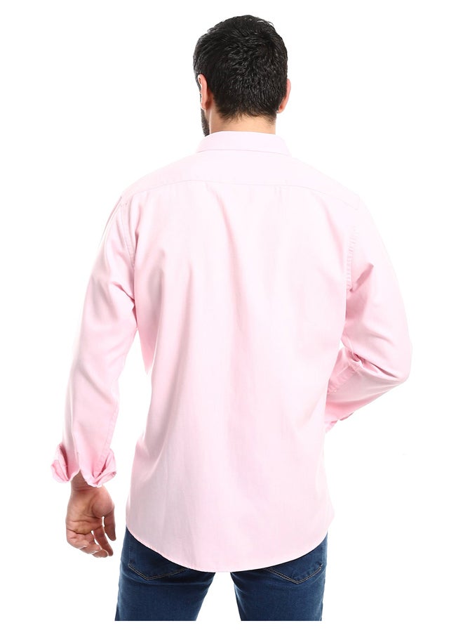 Andora - Plain Rose Full Front Buttons Closure Men Shirt_Pink - Image 1