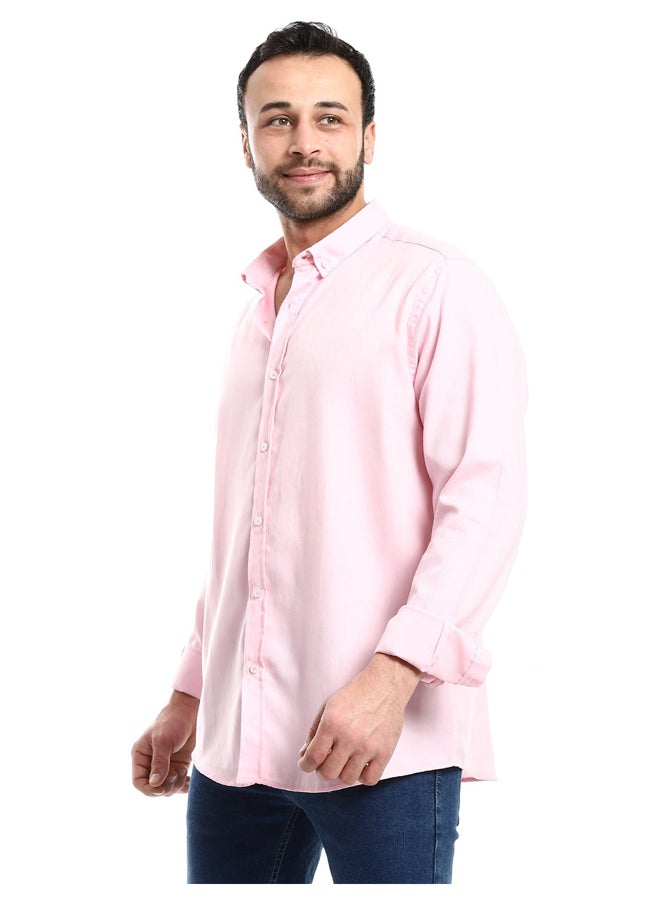 Andora - Plain Rose Full Front Buttons Closure Men Shirt_Pink - Image 1