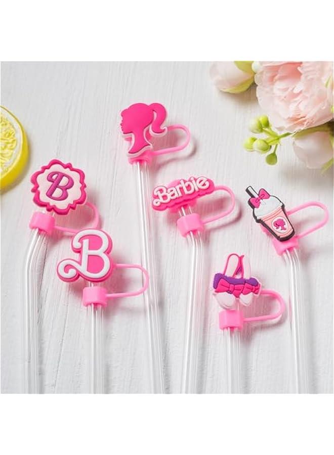 RTYY 6Pcs Hot Pink Straw Covers for Stanley Tumblers: Reusable Silicone Toppers for 30oz & 40oz Cups with Handle, Compatible with 10mm Straws  - Image 3