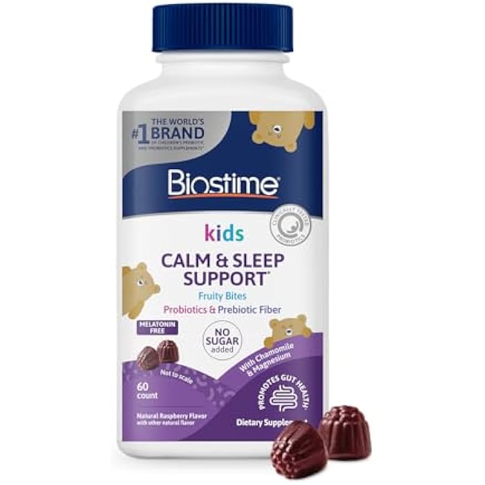 Biostime Kids Sleep Fruity Bites (Ages 4+) | Includes Probiotics| Calm magnesium gummies for kids | Melatonin Free calm gummies for Sleep aid | No added sugar | 60 Count - Image 1