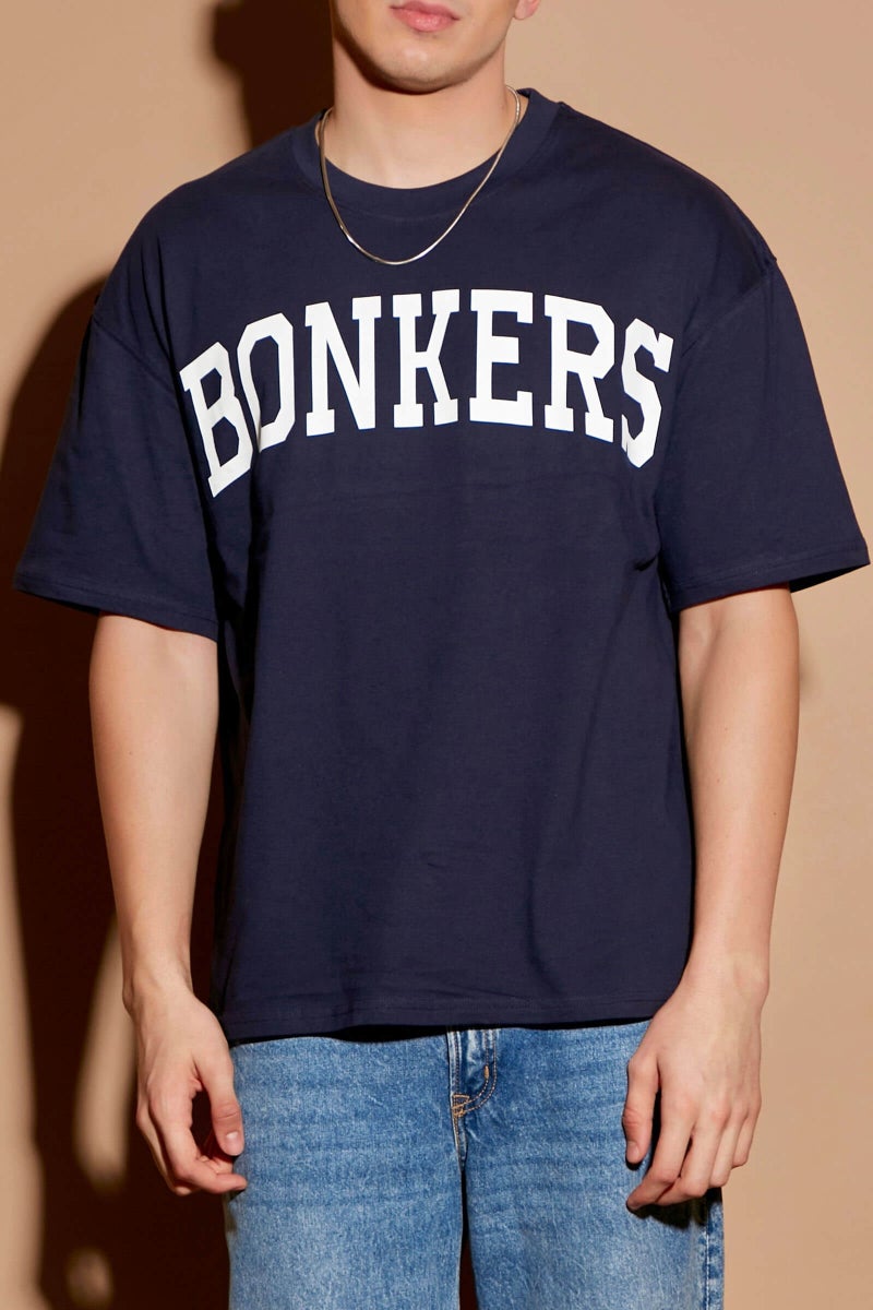Bonkers Corner Navy Blue Signature Oversized  T-shirt - Image 2