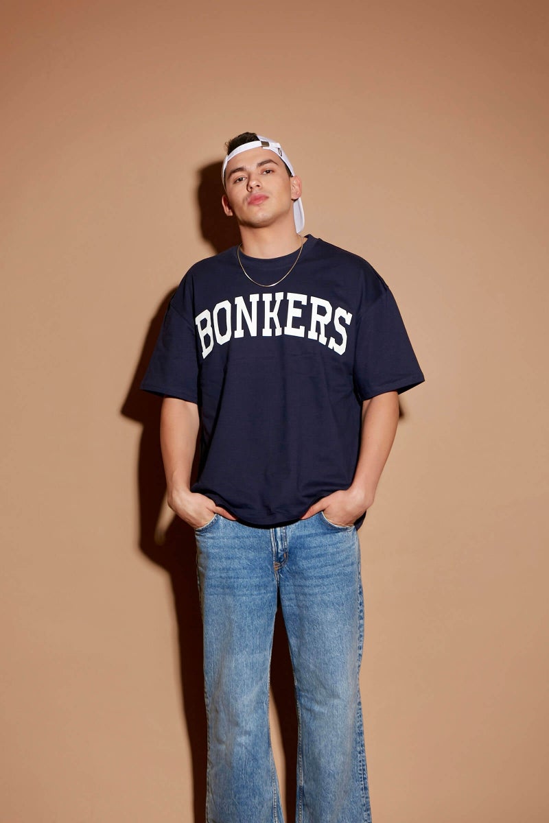 Bonkers Corner Navy Blue Signature Oversized  T-shirt - Image 3
