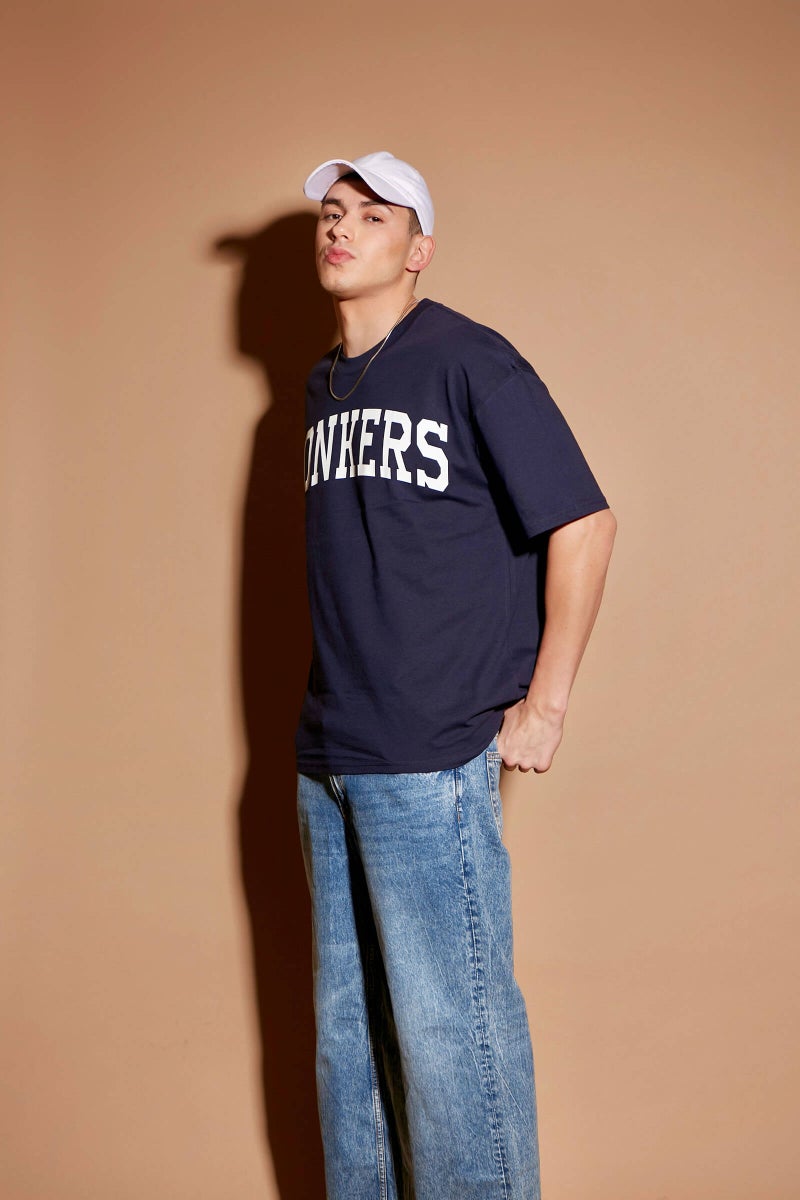 Bonkers Corner Navy Blue Signature Oversized  T-shirt - Image 4