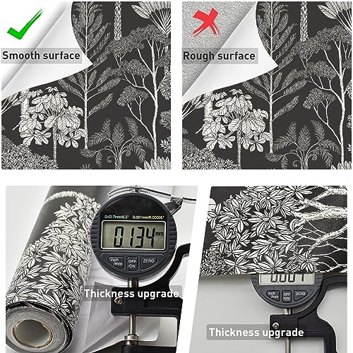 Lativo Forest Peel and Stick Wallpaper Vintage Boho Contact Paper for Cabinets Drawers Tree Self Adhesive Removable Wallpaper for Bathroom Bedroom Dark Moody Leaf Contact Paper Decor 17.3inW 78.7inL - Image 3