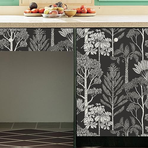 Lativo Forest Peel and Stick Wallpaper Vintage Boho Contact Paper for Cabinets Drawers Tree Self Adhesive Removable Wallpaper for Bathroom Bedroom Dark Moody Leaf Contact Paper Decor 17.3inW 78.7inL - Image 5