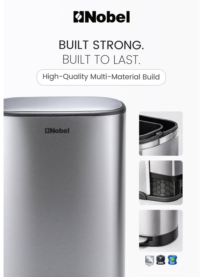 Nobel Kitchen Trash Bin 50L, Dustbin, Stainless Steel Trash Can, Stain Resistant Garbage Bin, Highly Durable Pedal with Soft Close Lid , Waste Bin - NDB50 - Image 5