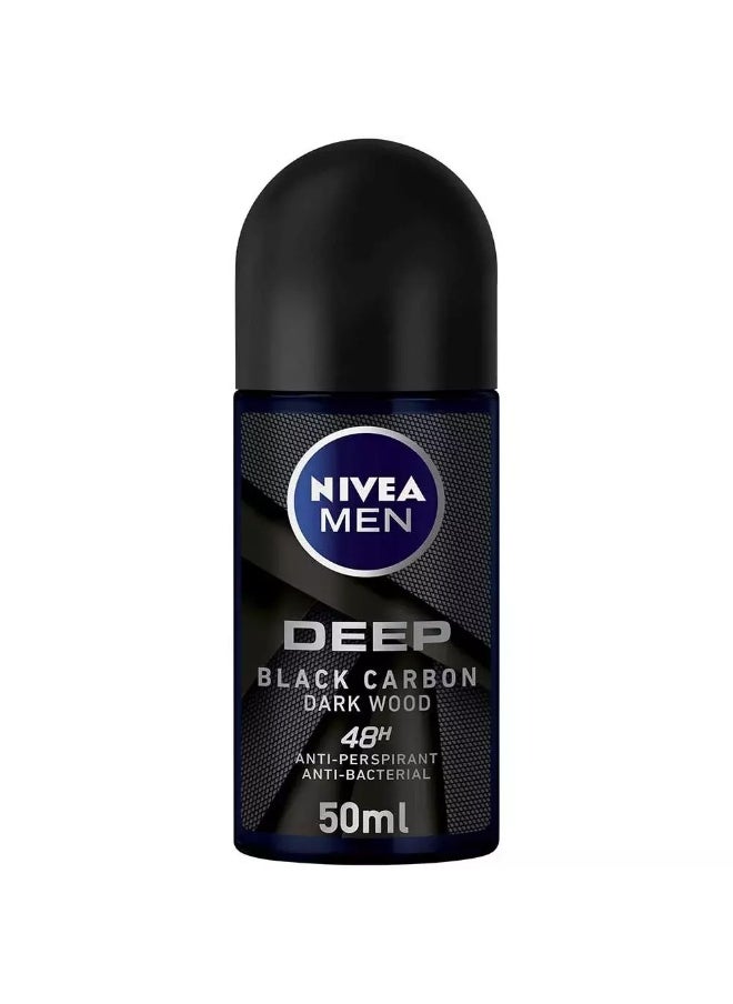 NIVEA MEN NIVEA MEN DEEP Black Carbon, Antiperspirant for Men, Antibacterial, Roll-on 50ml  - Image 1