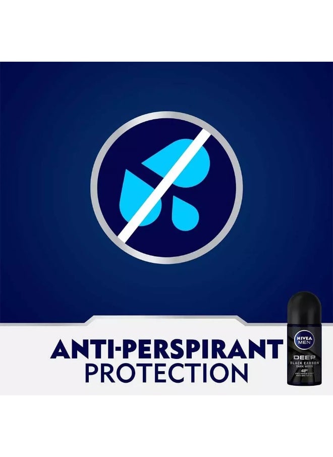 NIVEA MEN NIVEA MEN DEEP Black Carbon, Antiperspirant for Men, Antibacterial, Roll-on 50ml  - Image 4