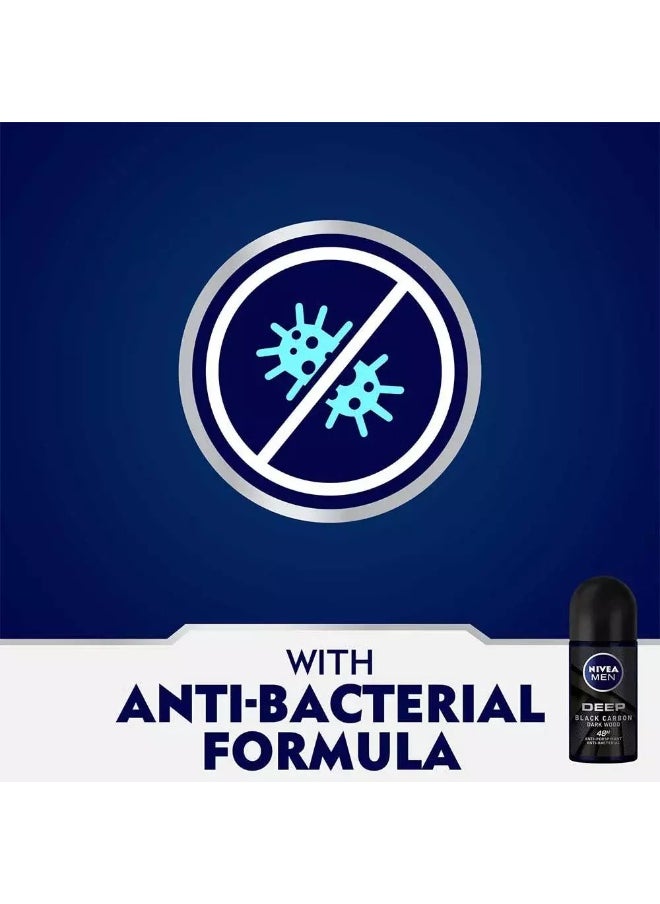 NIVEA MEN NIVEA MEN DEEP Black Carbon, Antiperspirant for Men, Antibacterial, Roll-on 50ml  - Image 3