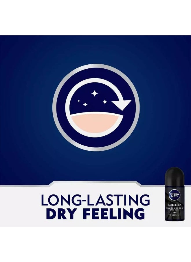 NIVEA MEN NIVEA MEN DEEP Black Carbon, Antiperspirant for Men, Antibacterial, Roll-on 50ml  - Image 5