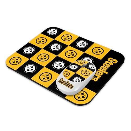 SOAR NFL Wireless Mouse and Mouse Pad- Checkered, Pittsburgh Steelers - Image 1