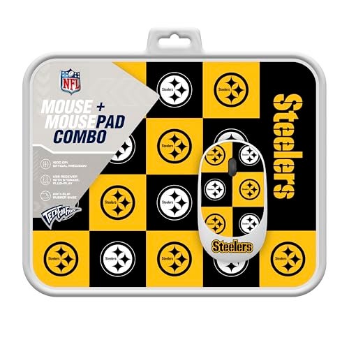 SOAR NFL Wireless Mouse and Mouse Pad- Checkered, Pittsburgh Steelers - Image 2