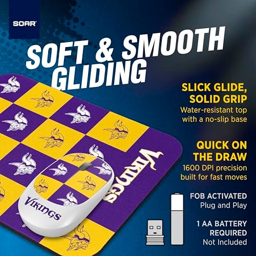 SOAR NFL Wireless Mouse and Mouse Pad- Checkered, Pittsburgh Steelers - Image 4