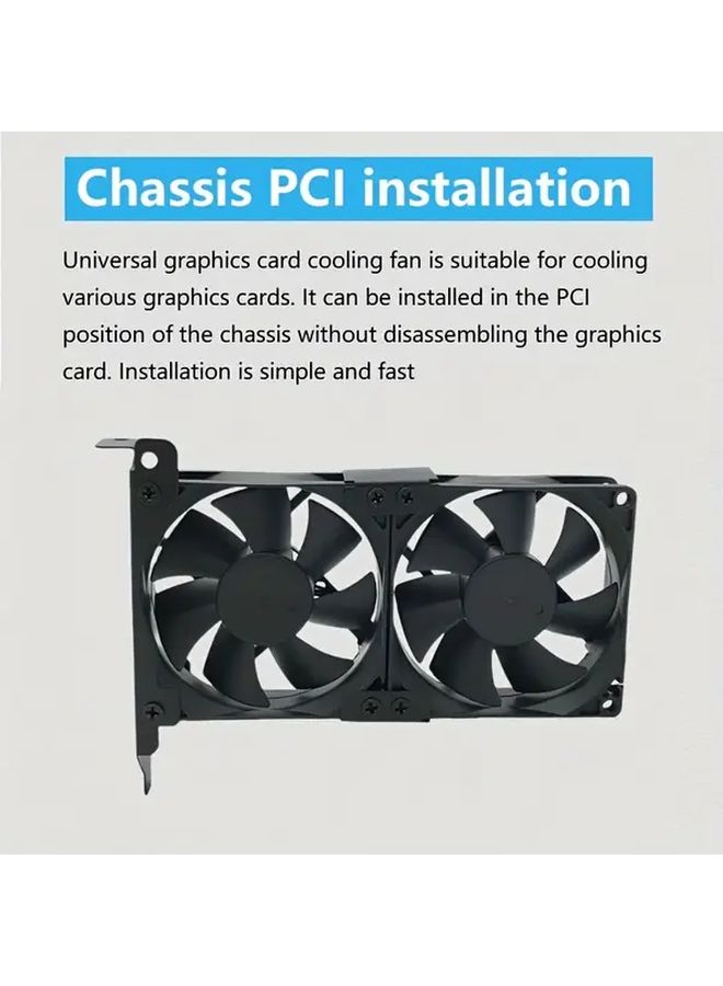 قوس تبريد لوحة الرسوميات PCIe مع حامل مروحة مزدوج مزود بمروحتين سوداوين وشباك حديدية - Image 1