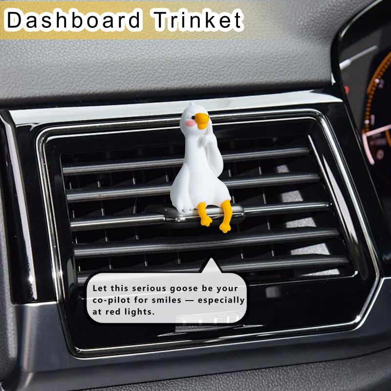 YGMONER Funny Goose Car Monitor Decorations, Resin Goose Ornaments for Car Dashboard Decor Accessories, Office Desk, Computer Decor (Zoning-Out Goose & Itchy Goose) - Image 4