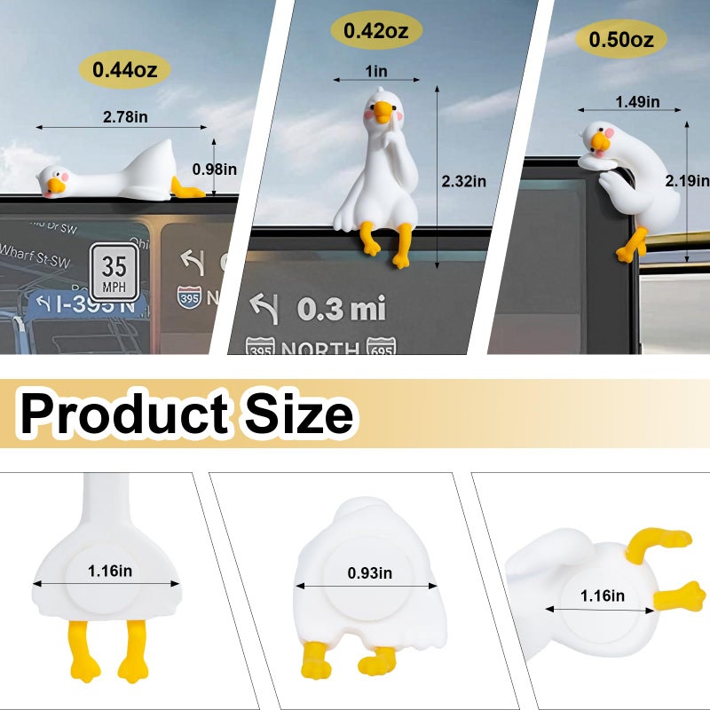 YGMONER Funny Goose Car Monitor Decorations, Resin Goose Ornaments for Car Dashboard Decor Accessories, Office Desk, Computer Decor (Zoning-Out Goose & Itchy Goose) - Image 2