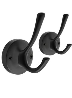 Y&D Coat Hooks, 2 Pack Towel Hook Heavy Duty Metal Double Bath Robe Wall Mounted, Hand Hooks for Cubicle Bathroom Kitchen Closet Garage  - Image 1