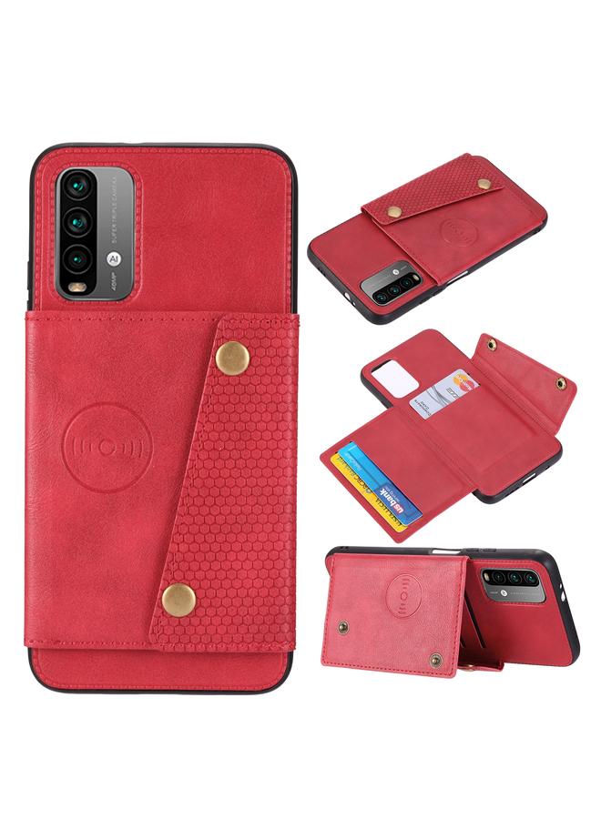 Case For Xiaomi Redmi 10 Double Buckle PU + TPU Shockproof Magnetic Phone Case