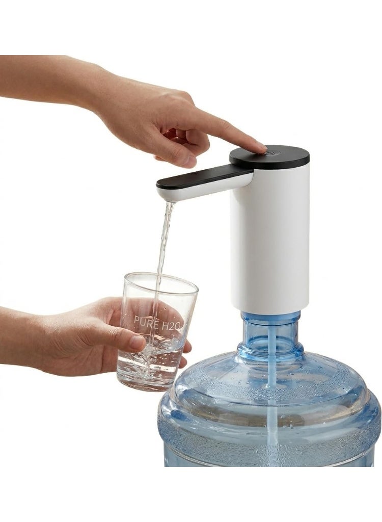 MOMENT Electric Drinking Water Dispenser Pump, USB Rechargeable Portable Universal Automatic Water Bottle Pump for 2-5 Gallon Water Jugs for Office Home Camping Kitchen, White - Image 1
