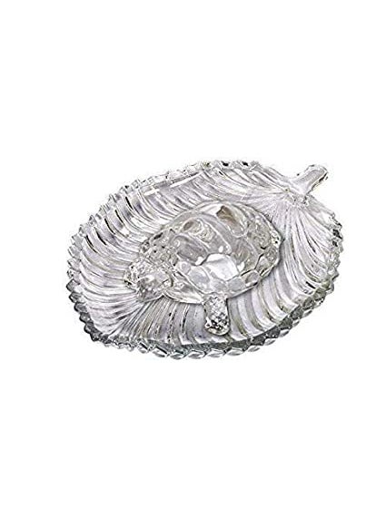 Barodian's Barodians Imported Glass Crystal Tortoise in Plate Fang Shui Vastu Set Tortoise Size 16 X 10 cm Tray Diameter 20 cm Best Gift for Career and Luck 