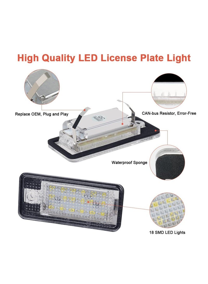 MUNTAQI 18 SMD Bulb Number Plate Lights, 2PCS Bright LED License Plate Lamps LED License Plate Light Lamps Car License Plate LED Lights LED SMD Bulbs for Audi A3 S3 A4 S4 A6 S6 A8 S8 Q7 RS4 Xenon White - Image 5