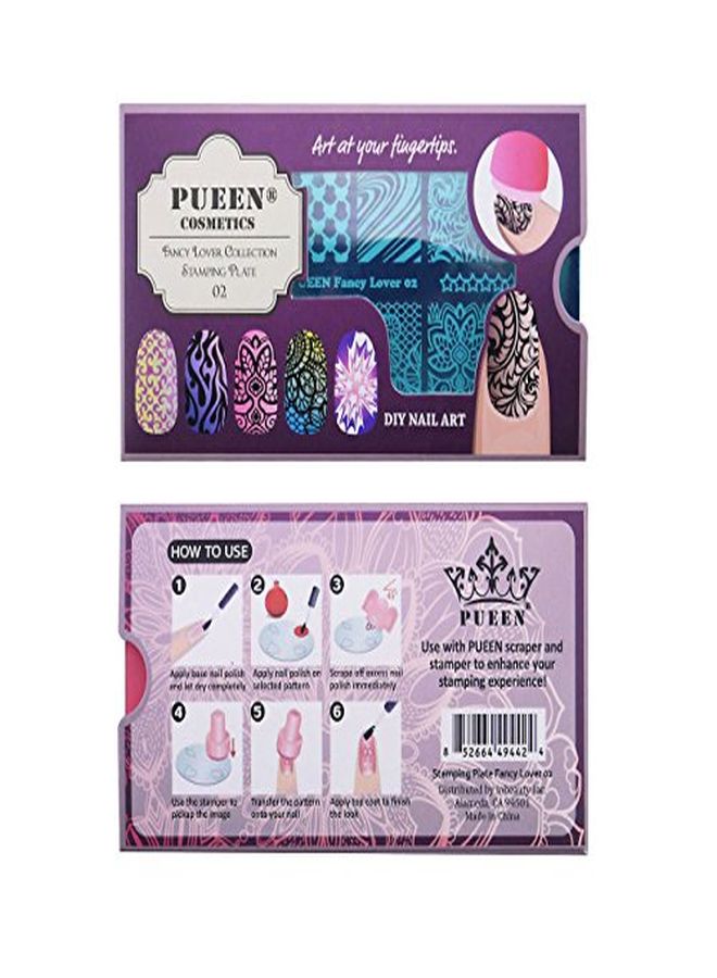 PUEEN Nail Art Stamping Plate - Fancy Lover 02-125X65Mm Unique Nailart Polish Stamping Manicure Image Plates Accessories Kit Bh000664 - Image 3