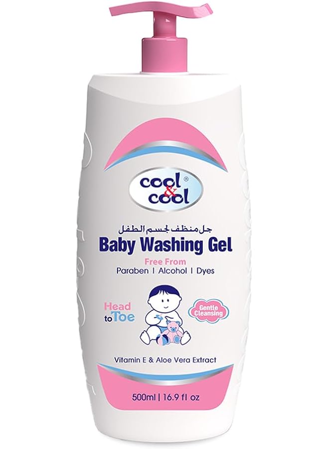 Cool & Cool Baby Washing Gel 500Ml Head To Toe Baby Bath Dye Free Tear Free Alcohol Free Paraben Free Vitamin E & Aloe Vera Extract With Extra Mild Formula - Image 1