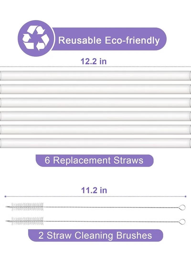 Generic 2 Pack Stanley Lid Replacement 40 oz Tumbler with Handle for Stanley Cup 2.0 Version - 6 Pcs Extra Long Reusable Straws & H2.0 Silicone Spill Proof Stopper - Spill Resistant Covers 3 Set - Image 5