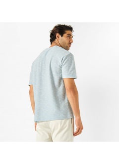 Iconic Iconic Textured Crew Neck T-shirt with Short Sleeves  - Image 3