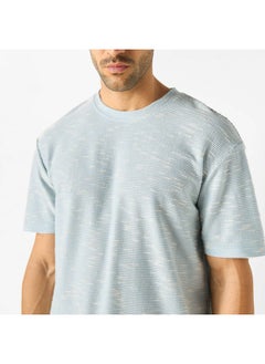Iconic Iconic Textured Crew Neck T-shirt with Short Sleeves  - Image 4