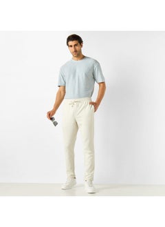 Iconic Iconic Textured Crew Neck T-shirt with Short Sleeves  - Image 2