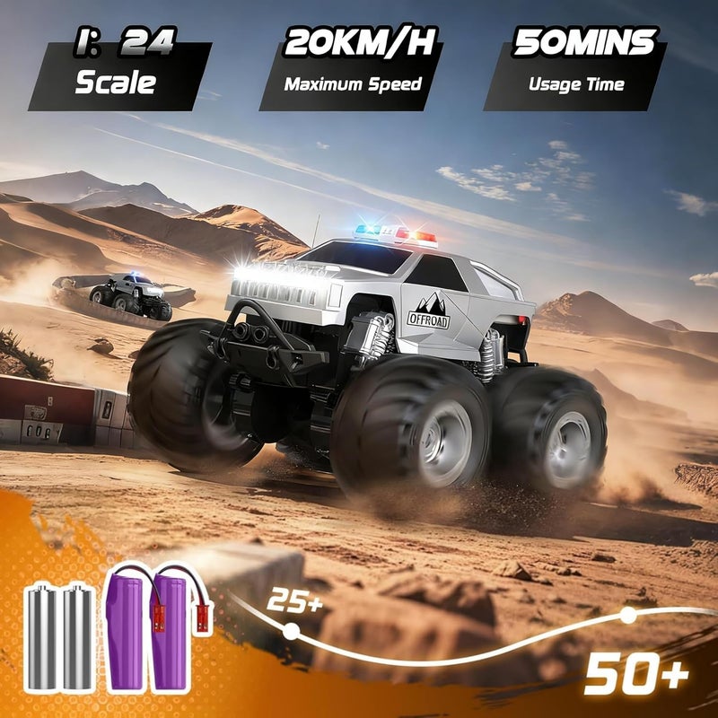 OMIRE Remote Control Car,All Terrain Remote Control Truck,Monster Truck Toys for Boys RC Cars with 360 Degree Spins, Pickup-Style Toy Car with Light, 2.4 GHz All Terrain Off-Road Pickup for Boys Kids - Image 4