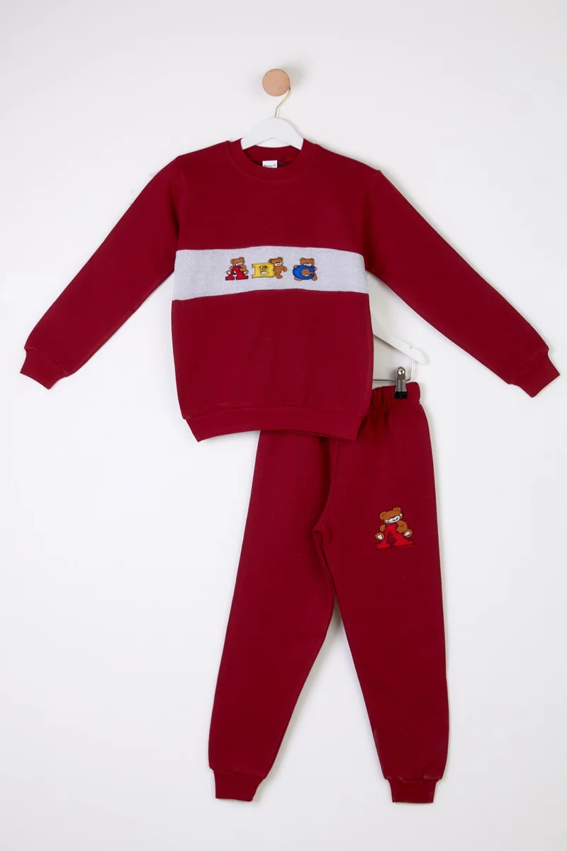 Tofisa Boy's Burgundy Embroidered Two Piece Suit - 26087