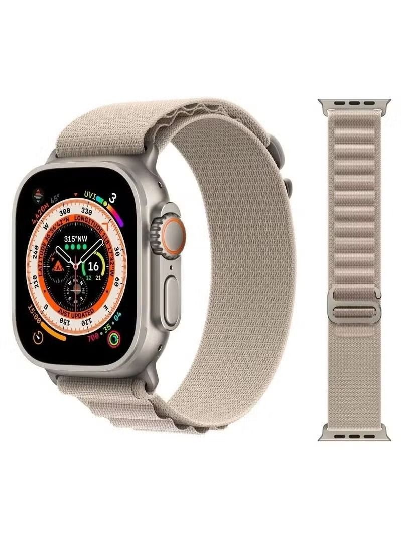 vesus Alpine Loop Band 49mm 45mm 44mm for Apple Watch Series Ultra/8/SE/7/6/5/4/3/2/1 Nylon Woven Textile Loop Sport Strap Wristband Stone White - Image 1