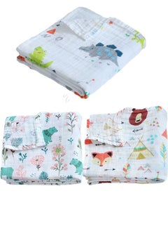 HomarKet 3 Packs Baby Swaddle Blanket Large Premium Knit Baby Burp Cloth Muslin Baby Blankets for Girls & Boys  - Image 1