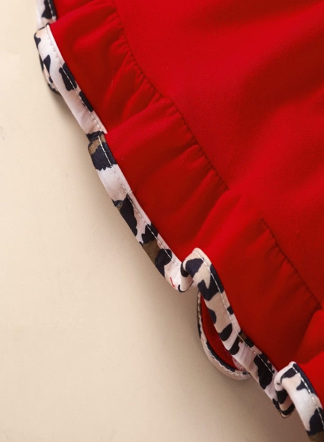 GOOCHEER Little Kids Toddler Baby Girl Christmas Outfit Clothes Pullover Crewneck Long Sleeve Sweatshirt Tunic Dress Tops Pants Set (Red Tunic, 5-6 Years) - Image 5