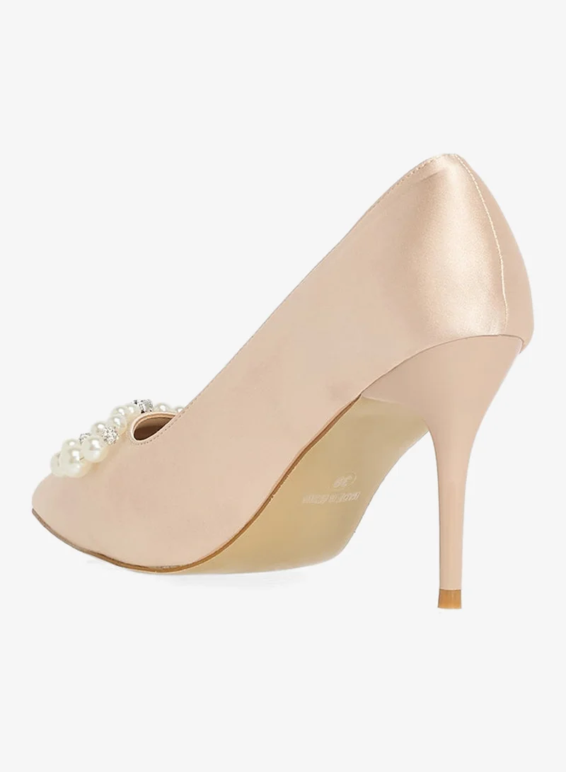 Khizana Nude Diamante Heeled Pump for Women | Best Price UAE