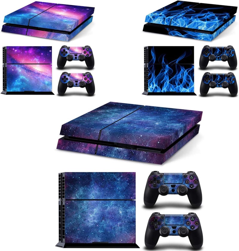 Asokex Ps4 Stickers Full Body Vinyl Skin Decal Cover for Playstation 4 Console Controllers (with 4pcs Led Lightbar Stickers) (Blue fire) - Image 4