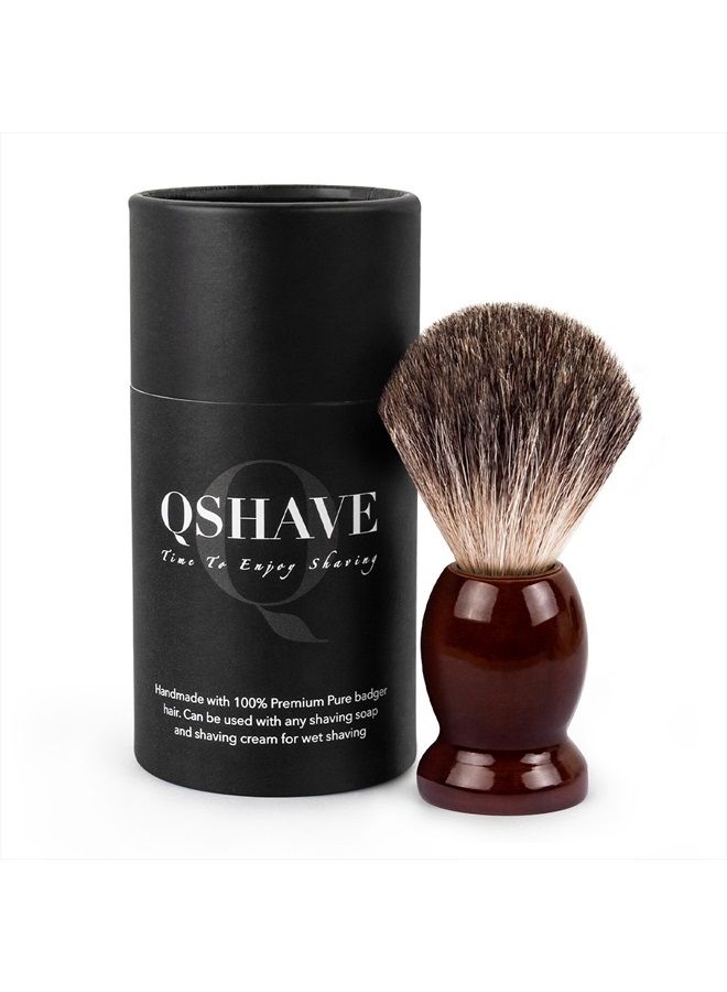QSHAVE 100% Best Original Pure Badger Hair Shaving Brush Handmade. Real Wood Base. Perfect for Wet Shave, Safety Razor, Double Edge Razor - Image 1