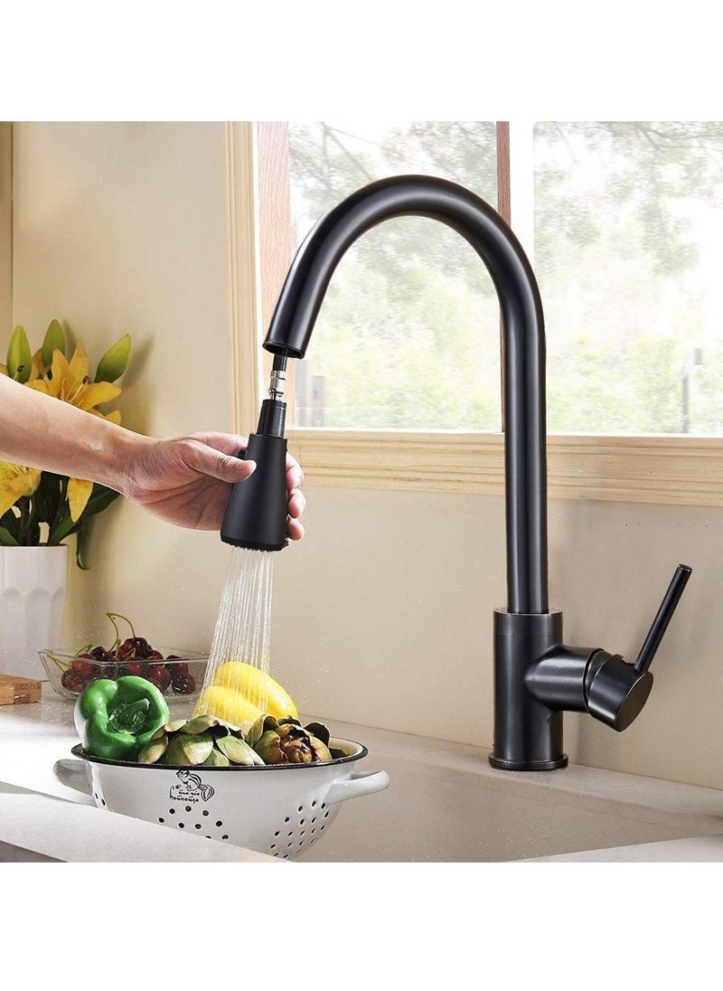Generic Modern Kitchen Faucets with 2 Spraying Modes and Pull Down Sprayer Extender Matte Black Stainless Steel High Arc Single Handle 360° Swivel Kitchen Sink Faucets for Farmhouse Laundry Camper Rv Bar  - Image 2