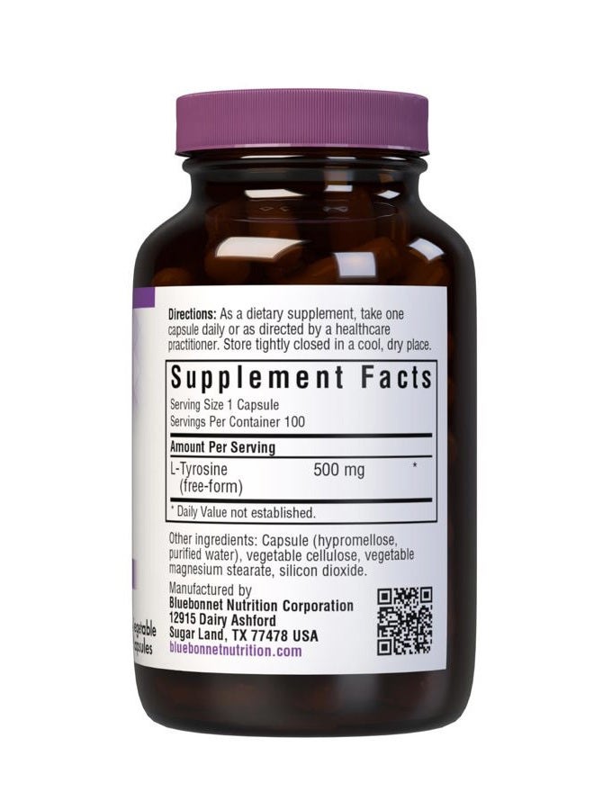 Bluebonnet Ltyrosine 500 Mg Vitamin Capsules, 100 Count - Image 2
