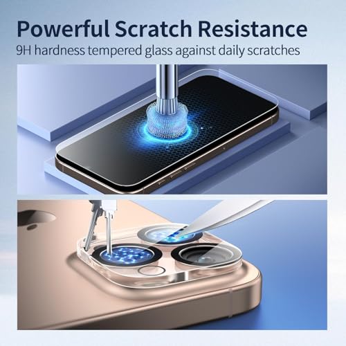 Ambison 2 Pack Matte Screen Protector for iPhone 16 Pro + 2 Pack HD Camera Lens Protector, Anti Glare & Anti Fingerprint, 9H Tempered Glass Film, Easy Installation Frame, Bubble-Free, Smooth as Silk - Image 5