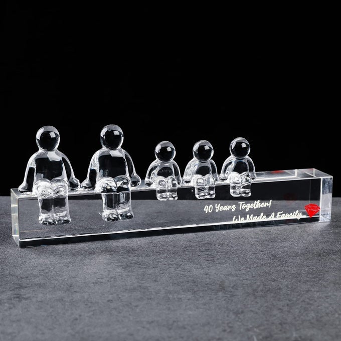 CRYSTAL 40TH RUBY WEDDING ANNIVERSARY SETS IDEA GIFTS FOR HER WIFE 40 YEARS TOGETHER WE MADE A FAMILY FIGURINES ORNAMENTS FOR HIM 3 CHILDREN