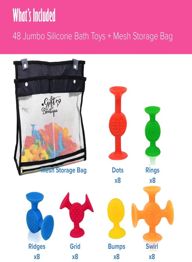 Gift Boutique 48 حزمة ألعاب استحمام للأطفال مع أكواب شفط للأطفال من عمر 1-3 سنوات، ألعاب استحمام حسية لكرسي الطعام ونوافذ السيارات وضروريات السفر بالطائرة، هدايا للأطفال في الجوارب. - Image 2
