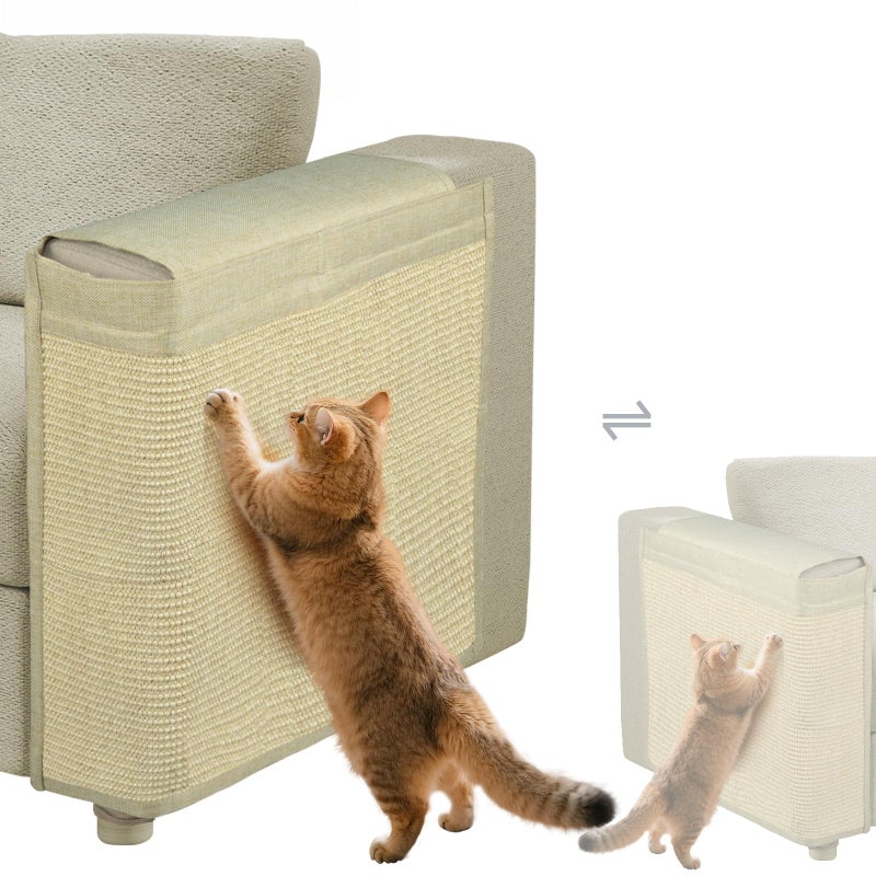 Oroonoko Couch Protector from Cat Claws,Dual-Sided Fit for Left & Right Sofa Arms, Multiple Colors to Blend with Any Home Decor, Couch Corner Protectors for Cats and Cat Scratch Furniture Protector(Warm Beige) - Image 1